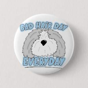 Badge Rond 5 Cm Mauvais bouton de chien de berger de jour de