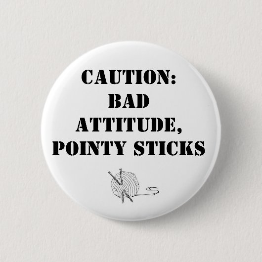 Badge Rond 5 Cm Mauvaise attitude, bâtons pointus (Devant)