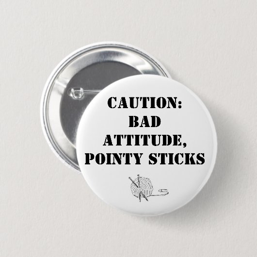 Badge Rond 5 Cm Mauvaise attitude, bâtons pointus (Devant & derrière)