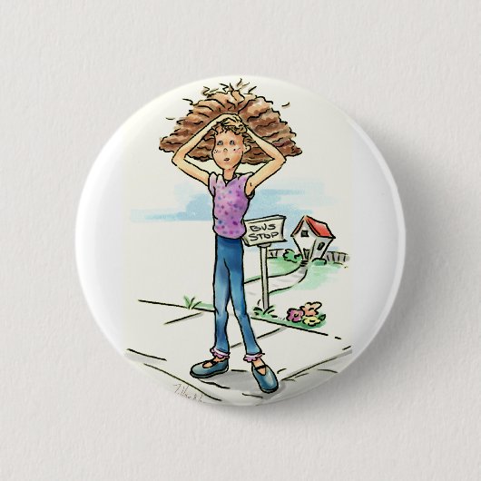 Badge Rond 5 Cm Mauvaise Journée pour les Cheveux (Devant)