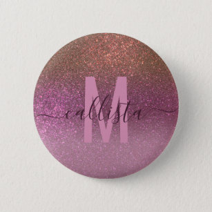 Badge Rond 5 Cm Mauve d'or violet Parties scintillant étincelante 