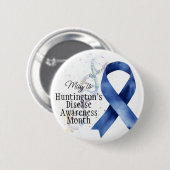 Badge Rond 5 Cm May Huntington's Disease Awareness Moth - ADN (Devant & derrière)