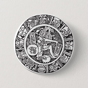 Badge Rond 5 Cm Mayan circle, Mexican hieroglyph(Maya)