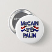 Badge Rond 5 Cm McCain Palin 2008 (Devant & derrière)