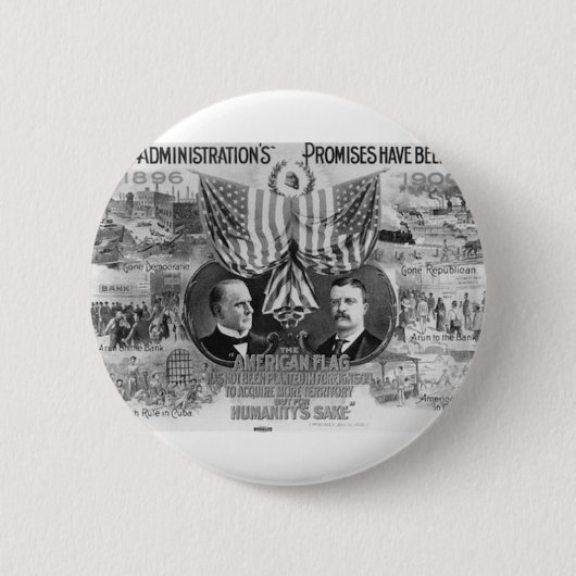 Badge Rond 5 Cm McKinley 1900 - Roosevelt (Devant)
