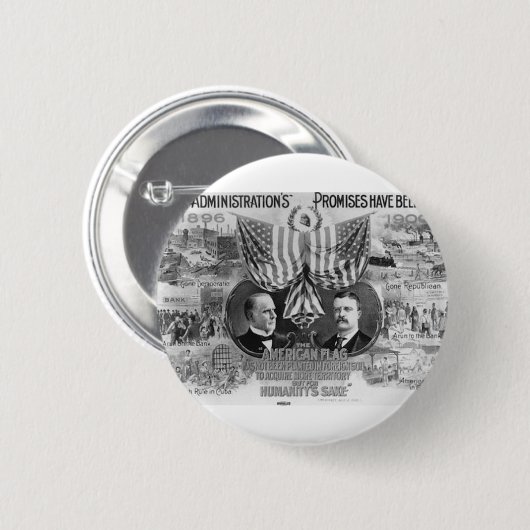 Badge Rond 5 Cm McKinley 1900 - Roosevelt (Devant & derrière)