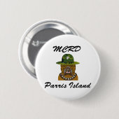 Badge Rond 5 Cm MCRD Chien diable de l'île Parris (Devant & derrière)