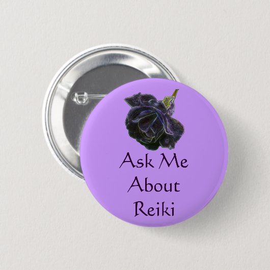 Badge Rond 5 Cm Me Demander À Propos Du Rose Reiki (Devant & derrière)