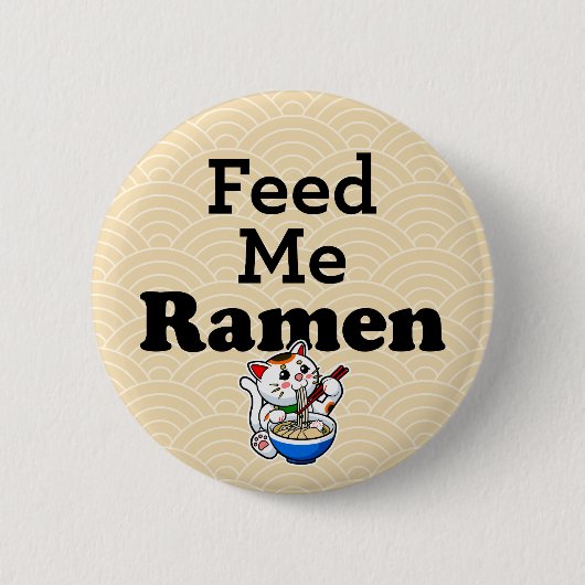 Badge Rond 5 Cm Me nourrir Ramen - Chat mignon (Devant)