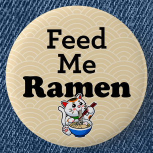 Badge Rond 5 Cm Me nourrir Ramen - Chat mignon