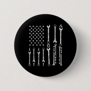 Badge Rond 5 Cm Mécanicien patriotique Outils Indépendance Jour Us