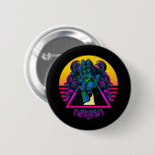 Badge Rond 5 Cm Mécanique Robotique Main Moderne | (Devant & derrière)