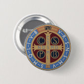 Badge Rond 5 Cm Médaille de saint Benoît (Devant & derrière)
