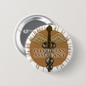 Badge Rond 5 Cm Médecin Assistant Caduceus (Devant & derrière)
