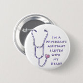 Badge Rond 5 Cm Médecin Assistant Coeur (Devant & derrière)