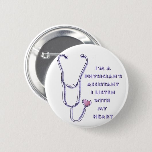 Badge Rond 5 Cm Médecin Assistant Coeur (Devant & derrière)
