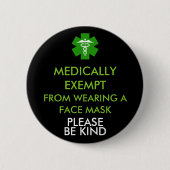 Badge Rond 5 Cm Médecin Exempté Des Masques Visuels (Devant)
