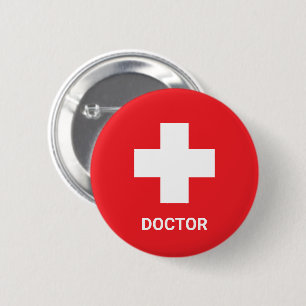 Badge Rond 5 Cm Médecin MEDIC & Premiers Soins, Croix, Ambulance,