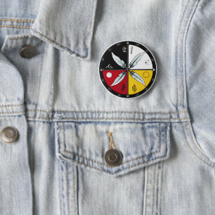 Badge Rond 5 Cm Médecine Roue Mandala ronde autochtone