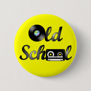 Badge Rond 5 Cm Médias de musique de vieille école ronds (jaune)