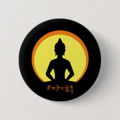 Badge Rond 5 Cm Méditation, Bouddha & Mantra (tibétain) (Devant)