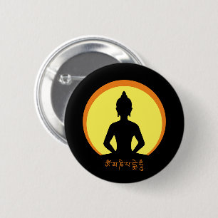Badge Rond 5 Cm Méditation, Bouddha & Mantra (tibétain)