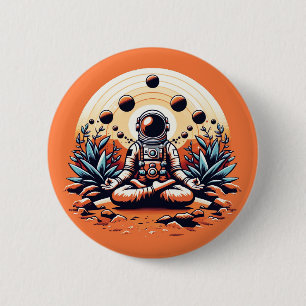 Badge Rond 5 Cm Méditation d'astronautes - Zen cosmique et Paix in
