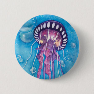 Badge Rond 5 Cm Medusa de mer profonde