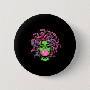 Badge Rond 5 Cm Medusa qui fait des bulles de chewing-gum P Art My
