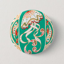 Méduses de Nouveau d'art or de turquoise de bouton