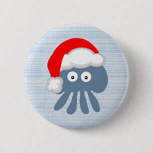 Badge Rond 5 Cm Méduses mignonnes de Père Noël de bande dessin