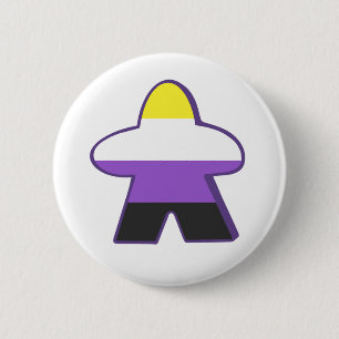 Badge Rond 5 Cm Meeple de joueur non binaire