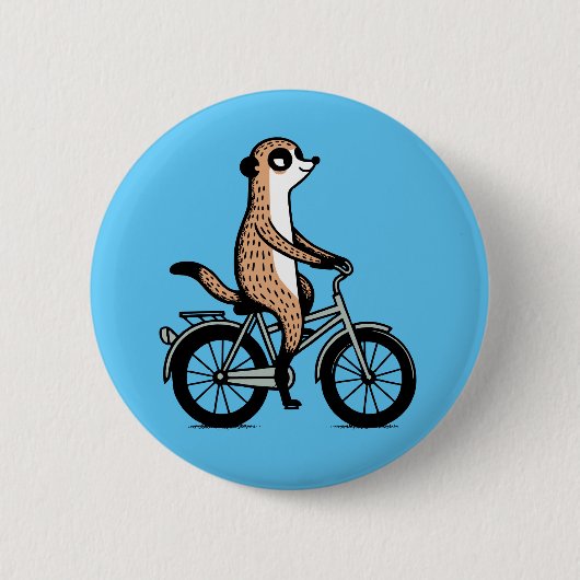 Badge Rond 5 Cm Meerkat en vélo (Devant)