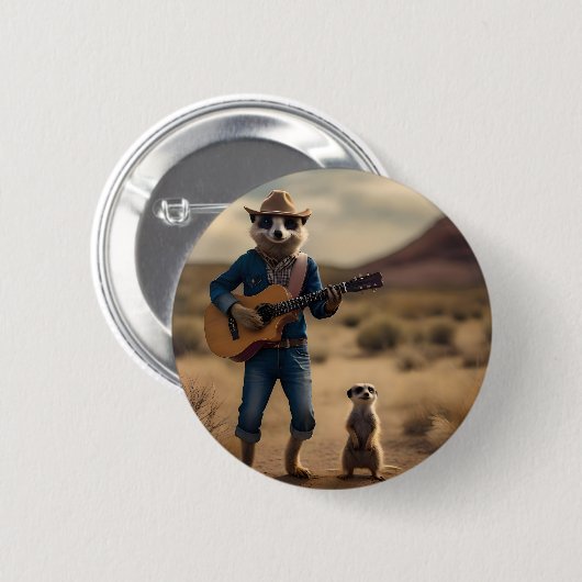Badge Rond 5 Cm Meerkat Hoedown, (Devant & derrière)