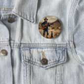 Badge Rond 5 Cm Meerkat Hoedown, (En situation)