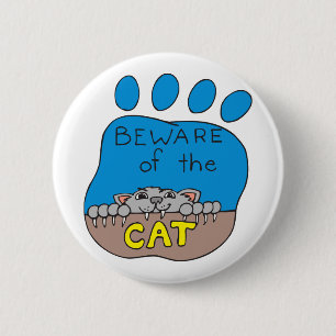 Badge Rond 5 Cm Méfiez-vous de l'Empreinte de patte de chat