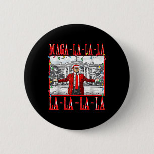 Badge Rond 5 Cm Mega La La Christmas Père Noël Funny Trump Xmas Pa