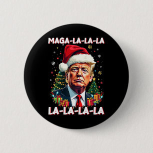 Badge Rond 5 Cm Mega La La Donald Trump Potus 47 Mauvais Noël