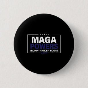 Badge Rond 5 Cm Méga Pouvoirs Trump Vance Hogan 2024 Patriotique D