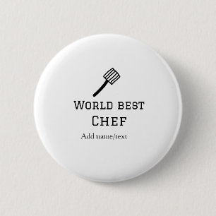 Badge Rond 5 Cm Meilleur chef du monde ajouter nom texte cuisine m