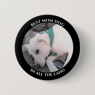 Badge Rond 5 Cm Meilleur Chien Maman Photo Cute White Chien Chien 