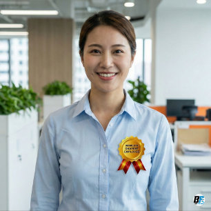Badge Rond 5 Cm Meilleur Employé du Monde   Médaille d'Or Drôle de