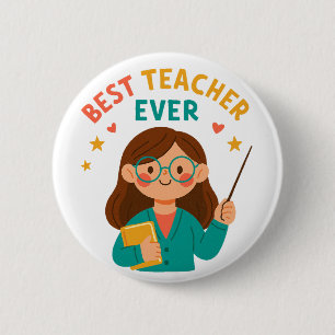 Badge Rond 5 Cm Meilleur Enseignant Ever – Appréciation de Dessin