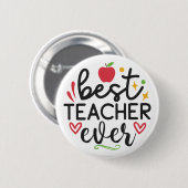Badge Rond 5 Cm Meilleur enseignant jamais (Devant & derrière)