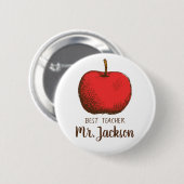 Badge Rond 5 Cm Meilleur enseignant | Keych Apple moderne moderne (Devant & derrière)