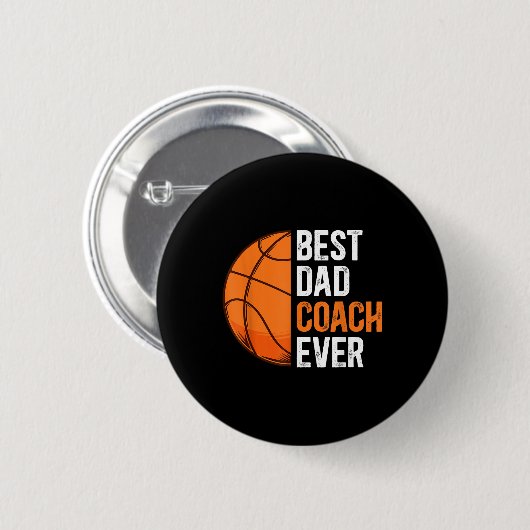 Badge Rond 5 Cm Meilleur entraîneur papa Jouer au basket-ball papa (Devant & derrière)