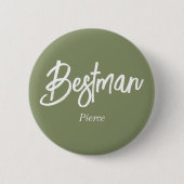 Badge Rond 5 Cm Meilleur homme vert sauge bouton blanc (Devant)