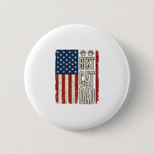 Badge Rond 5 Cm Meilleur Papa Chat Design de Chemise Vintage Flag_
