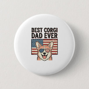 Badge Rond 5 Cm Meilleur Papa Corgi Patriote Vintage T-Shirt Chien