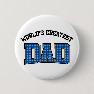 Badge Rond 5 Cm Meilleur Papa du Monde Bouton Carreaux